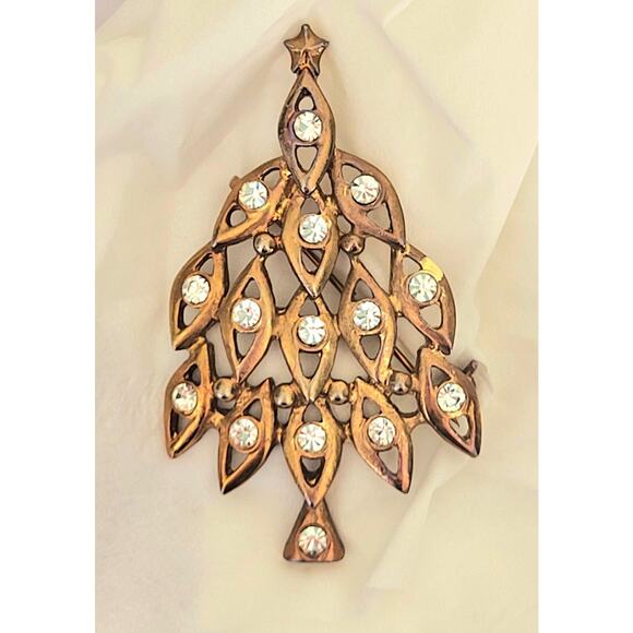 Vintage LIA LIANNA Signed Christmas Tree Brooch Holiday Pin - Picture 3 of 8
